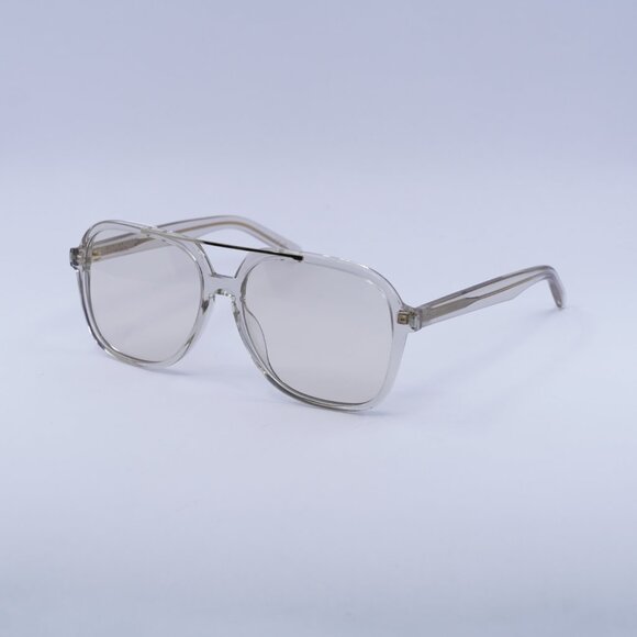 Saint Laurent SL545 002 Sunglasses Beige Aviator Frame, Light Yellow Lenses - Picture 2 of 13